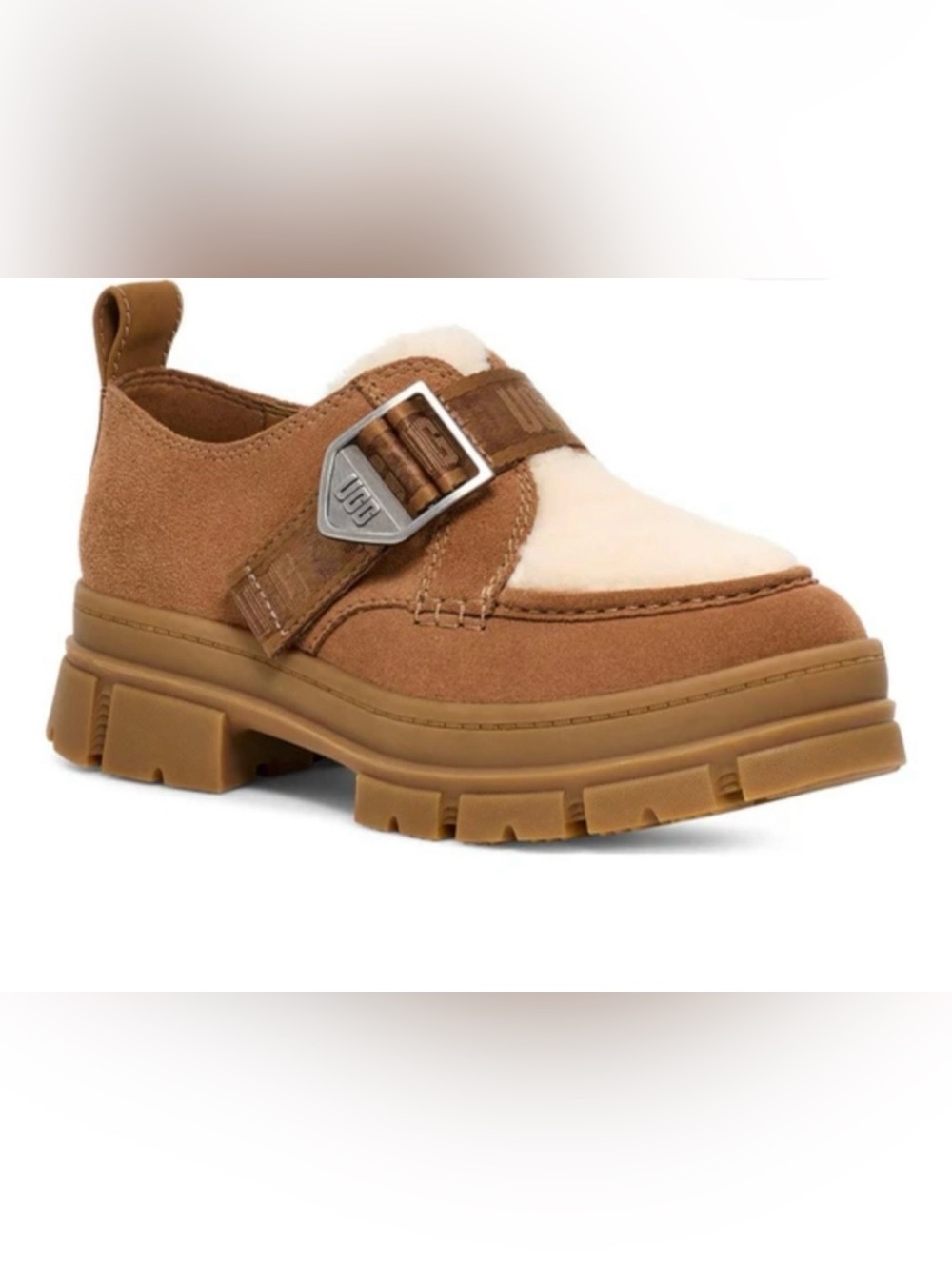 UGG Ashton Loafer Chestnut Shearling Buckle Shoes Size 7.5